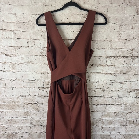 Wilfred Aritzia Size 4 Encoulement Jumpsuit Rust Brown Sleeveless Cropped V Neck - Picture 8 of 11